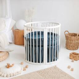 Natural Linen Skirt With Ruffles For Stokke Bed - thumbnail 3