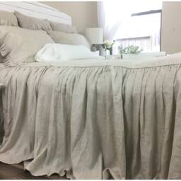 Natural Linen Bedspread, Bed Cover, Queen King Linen Ruffle Bedding, Shabby Chic Bedding - thumbnail 2