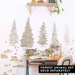Small Nordic Forest Wall Decals, Plastic-Free Kids' Room Stickers - thumbnail 2