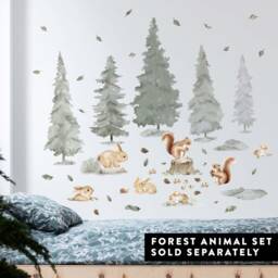 Small Nordic Forest Wall Decals, Plastic-Free Kids' Room Stickers - thumbnail 3