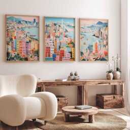 Set Of 3 Hong Kong Posters, Travel Prints, Wall Art Set, City Poster Decor - thumbnail 4