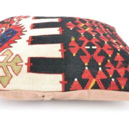 "Kilim Pillow, Wool Kilim Cousin From Anatolia, 40x40 cm, 16""x16" - thumbnail 3
