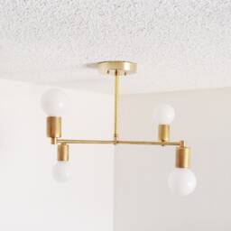 Brass Modern Light - Minimalist 4 Arm Flush Ceiling Dining Room Bedroom Entryway Living Ul Listed - thumbnail 2