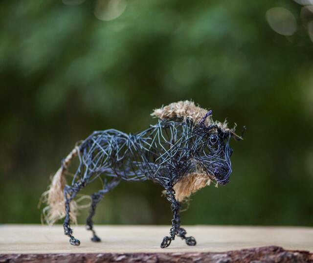 Collectible Figurine, Wire Decoration, Animal Boho Moose Decor, Steampunk Home African Gift Idea - image 1
