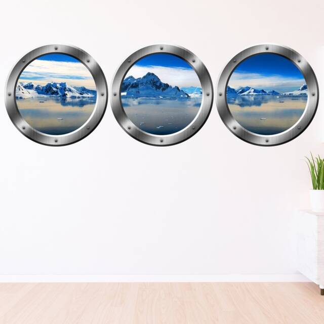 Vwaq Porthole Window Decals For Wall, Arctic Wall Decal - Snow Art - Spw23 - image 1
