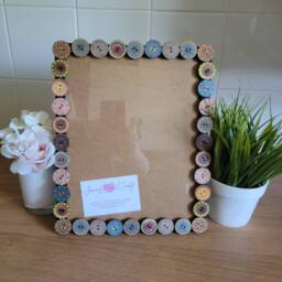 Wooden Geometric Button Photo Frame 8 X 10 Inches - thumbnail 1