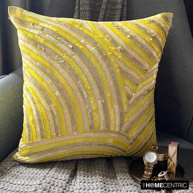 "Decorative Yellow Euro Size Pillow Cover 24""x24""/26""x26" - image 1