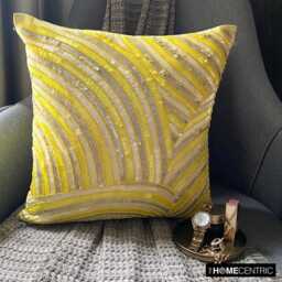 "Decorative Yellow Euro Size Pillow Cover 24""x24""/26""x26" - thumbnail 2