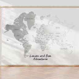 A1 Large Personalised Scratch Off Map Hand Drawn Watercolour World Atlas - Poster No Frame - thumbnail 3