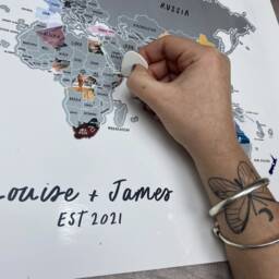 A1 Large Personalised Scratch Off Map Hand Drawn Watercolour World Atlas - Poster No Frame - thumbnail 2
