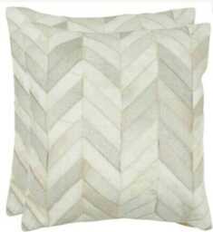 Raw Leather Argentina - Cowhide Patchwork Cushions Handmade 22'' X Set Of Two