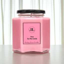 Floral Rose Scented Soy Wax Candle, Pink Candles Strong Smelling - thumbnail 2