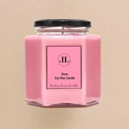 Floral Rose Scented Soy Wax Candle, Pink Candles Strong Smelling - thumbnail 3