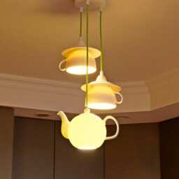 Tea Party Lighting - Kitchen Teapot Chandelier Alice in Wonderland Cafe Decor Illumination - thumbnail 2