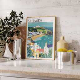 st Davids Wales Travel Poster Coastal UK Wall Art - thumbnail 3