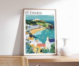 st Davids Wales Travel Poster Coastal UK Wall Art - thumbnail 1
