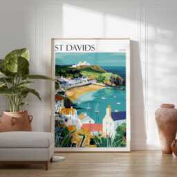 st Davids Wales Travel Poster Coastal UK Wall Art - thumbnail 2