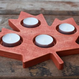 Advent Wood Candle Holder in Shape Of Canada Maple Leaf Patriotic Home Decor Rustic Tea Light Candleholder, Wedding Table Fall - thumbnail 3