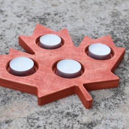 Advent Wood Candle Holder in Shape Of Canada Maple Leaf Patriotic Home Decor Rustic Tea Light Candleholder, Wedding Table Fall - thumbnail 2