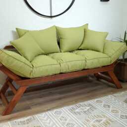 Waterproof Outdoor Couch Two-Seater Wooden Garden Sofa - thumbnail 4
