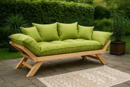 Waterproof Outdoor Couch Two-Seater Wooden Garden Sofa - thumbnail 1