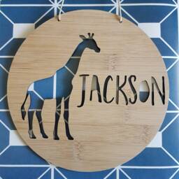 Giraffe Personalised Wooden Wall/Door Hanging-Nursery Decor-Wall Hanging-Kids Door Sign-Custom Name-Kids Gift-Baby Gift-Lasercut-Plaque - thumbnail 3