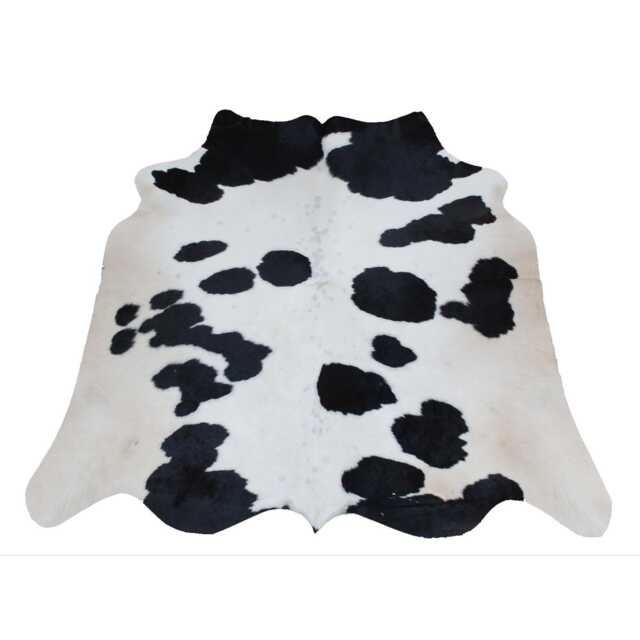 Black & White Cowhide Rug - Hair-On Leather Accent - 49 X40 Inches - image 1