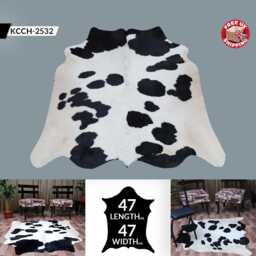 Black & White Cowhide Rug - Hair-On Leather Accent - 49 X40 Inches - thumbnail 3