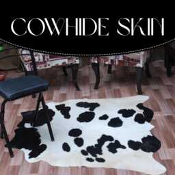 Black & White Cowhide Rug - Hair-On Leather Accent - 49 X40 Inches - thumbnail 2