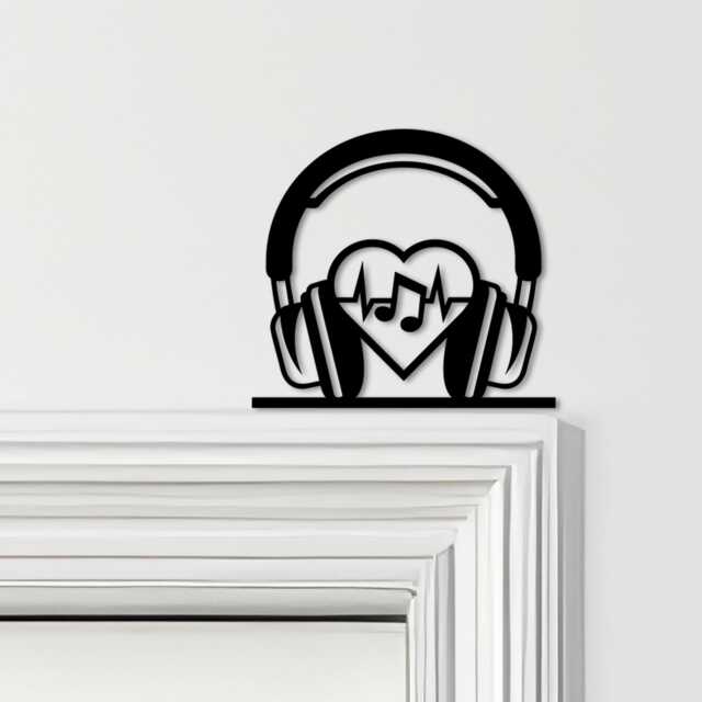 Door Topper Headphones & Music Notes Various Colours Top Of Decorative Sign - Novelty Wall Decor, Frame Art, Art - image 1