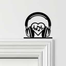 Door Topper Headphones & Music Notes Various Colours Top Of Decorative Sign - Novelty Wall Decor, Frame Art, Art - thumbnail 1