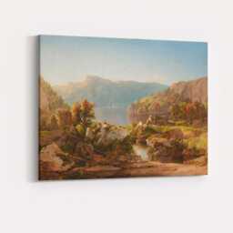 Sunlit Mountain Lake Valley Rustic Cabin Landscape Canvas Wall Art Print Decor Picture Ready To Hang - thumbnail 4