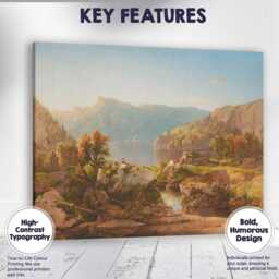 Sunlit Mountain Lake Valley Rustic Cabin Landscape Canvas Wall Art Print Decor Picture Ready To Hang - thumbnail 1