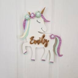 Unicorn Personalised Girls Bedroom Door Sign - thumbnail 2
