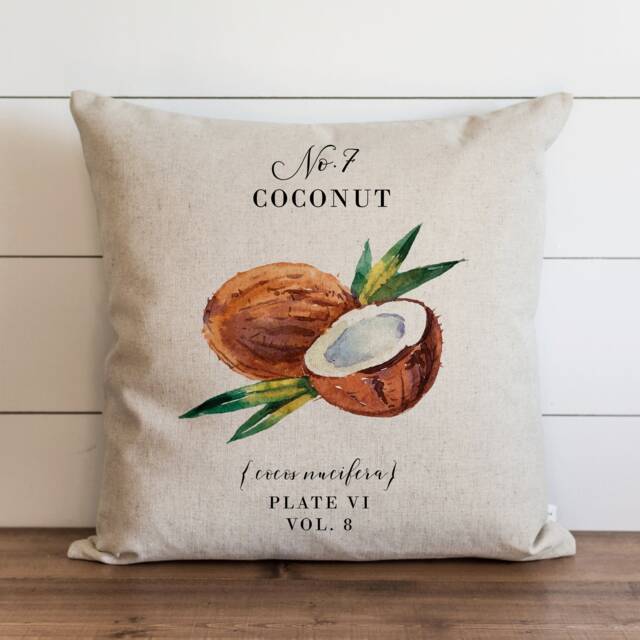 Coconut Pillow Cover - 18 X 20 Botanical Floral Herbs Spring Home Decor Summer Throw Garden - image 1