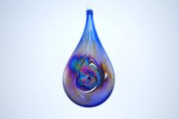 E00-66 Flat Iridescent Tear Drop Ornament Dark Blue
