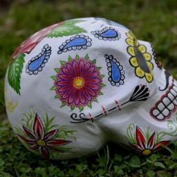 Sugar Skull Dia De Los Muertos Day Of The Dead Handmade Ceramic Mexican With Moustache Made To Order - thumbnail 3