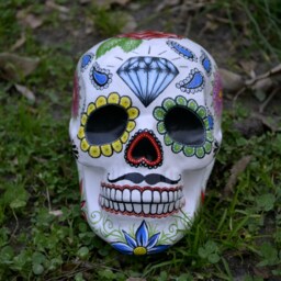 Sugar Skull Dia De Los Muertos Day Of The Dead Handmade Ceramic Mexican With Moustache Made To Order - thumbnail 2