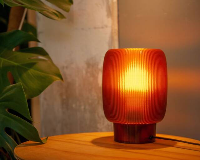Table Lamp Toro X Amber, Retro Minimal Bedside Lamp, Recycled Plastic, Led Only - image 1