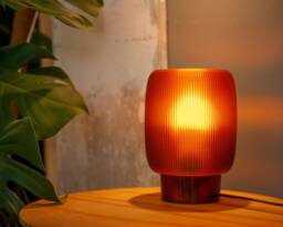 Table Lamp Toro X Amber, Retro Minimal Bedside Lamp, Recycled Plastic, Led Only