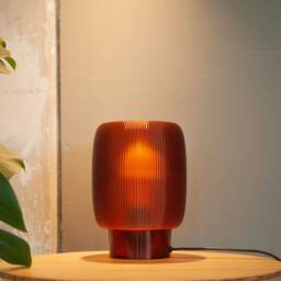 Table Lamp Toro X Amber, Retro Minimal Bedside Lamp, Recycled Plastic, Led Only - thumbnail 2