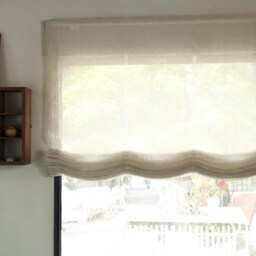 100% Linen Sheer Custom Natural Color Soft Roman Shades With Chain Mechanism, Relaxed Shade With Multiple Scallops, Blinds - thumbnail 2
