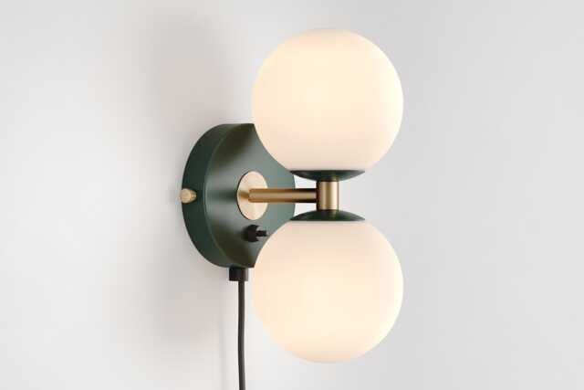 Mia Mid Century Modern Plug-In Wall Sconce Dark Green Sphere Milk Glass Globe Plafond Vanity Light Bedside Lamp Retro Fixture - image 1