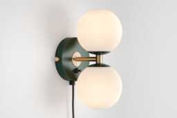 Mia Mid Century Modern Plug-In Wall Sconce Dark Green Sphere Milk Glass Globe Plafond Vanity Light Bedside Lamp Retro Fixture
