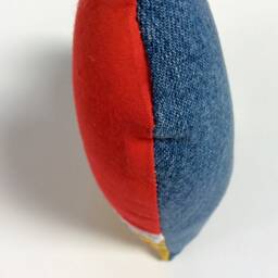 Vintage Denim Heart Pillow, Calico Floral, Farmhouse Basket Filler - thumbnail 3
