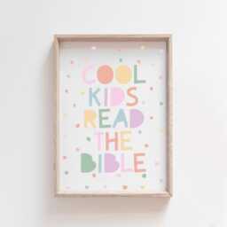 Cool Kids Read The Bible Print, Girls Christian Wall Art, Bedroom Decor, Verse Nursery Art - thumbnail 2