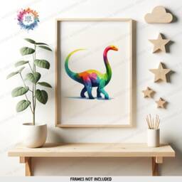 Colourful Dinosaur Wall Art - Set Of 3 Posters - Boys Bedroom Poster Nursery Dino Decor Childrens Prints Girls Kids Playroom Artwork - thumbnail 3