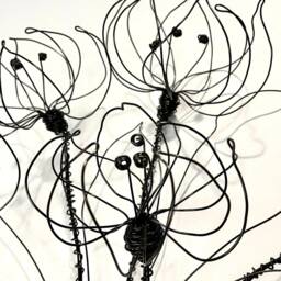 Tulips, Wire Flower Wall Decor, 5 Tulips in A Bouquet, Handmade. Natural Interior Design. 3D. Free Shipping - Us Only - thumbnail 3