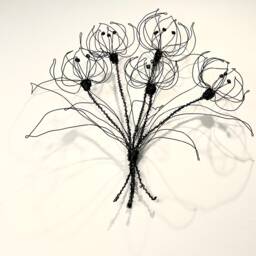 Tulips, Wire Flower Wall Decor, 5 Tulips in A Bouquet, Handmade. Natural Interior Design. 3D. Free Shipping - Us Only - thumbnail 2