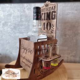 Personalized Engraved Rocking Chair, Rack Holder For Alcohol & Glasses, Funny Gift Birthday, Wooden Whiskey Wine Vodka - thumbnail 2